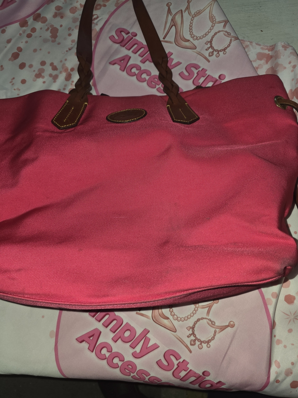 Slight Used Dooney & Bourke Hot Pink Tote with Brown Handles
